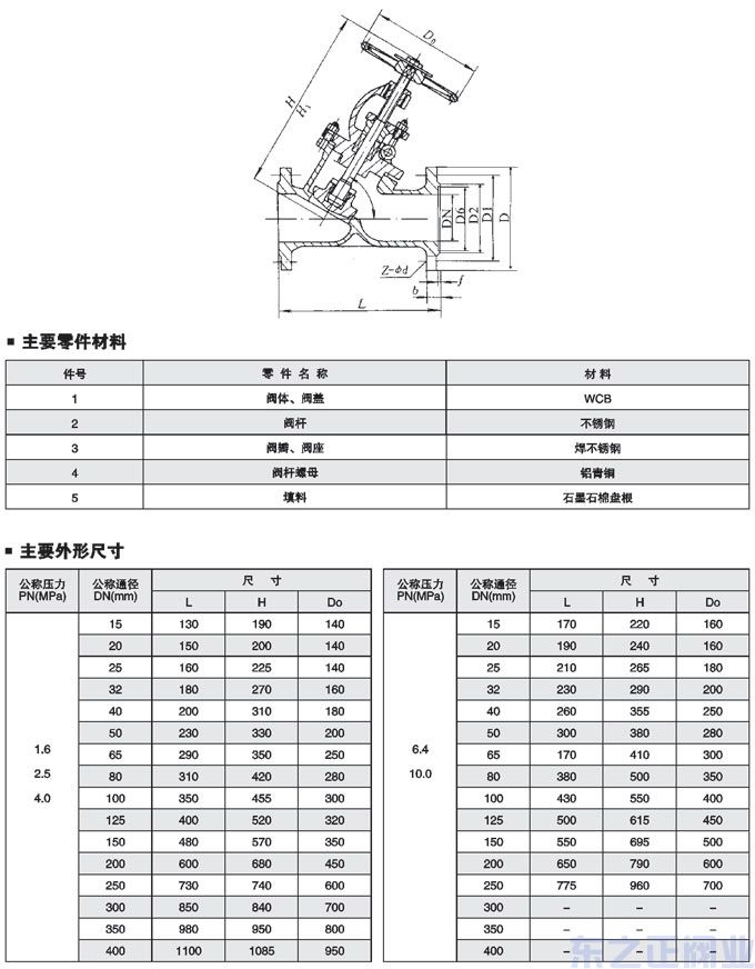 Y型截止阀结构图1