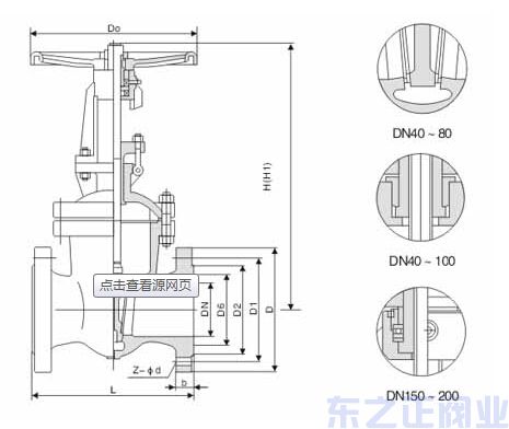 不锈钢法兰闸阀结构图