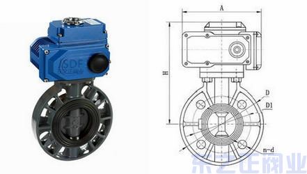 电动UPVC蝶阀结构图