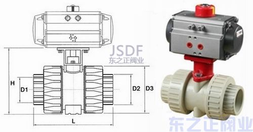 气动PP球阀结构图