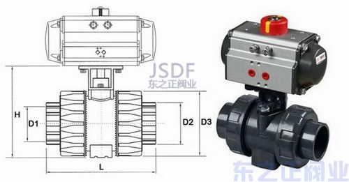 气动UPVC球阀结构图