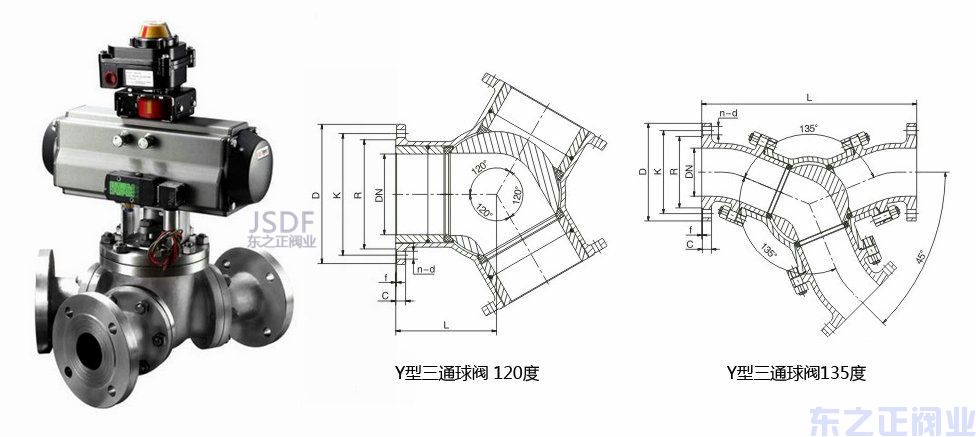 气动Y型三通球阀结构图