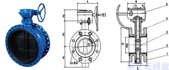 法兰衬胶蝶阀主要结构图