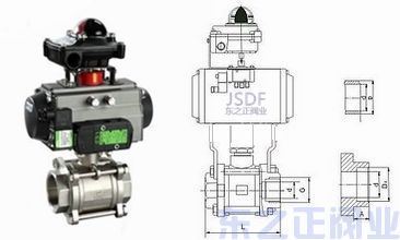气动三片式球阀结构图