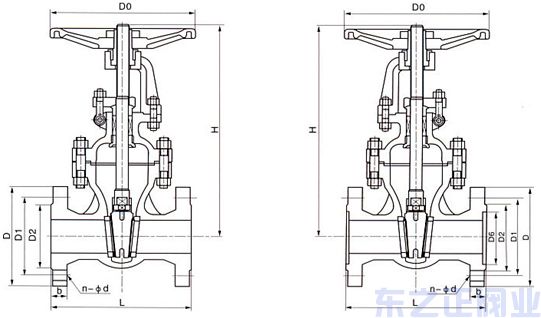 气动不锈钢闸阀结构图 气动不锈钢闸阀结构图