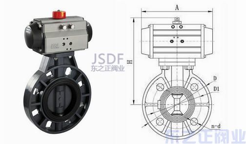 气动UPVC蝶阀结构图