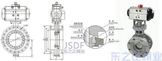 气动法兰蝶阀结构图